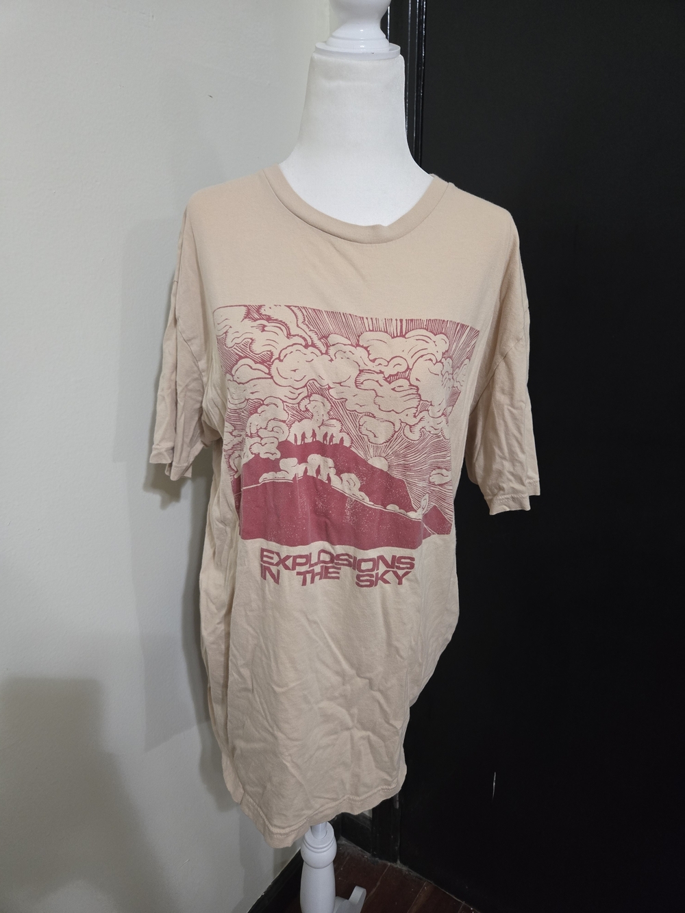 next Beige Short Sleeve Tee with Pink Graphic